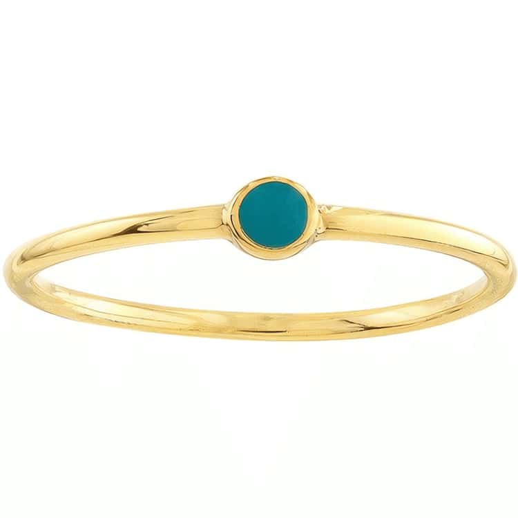 14kt Gold Turquoise Enamel Bezel Wire Ring