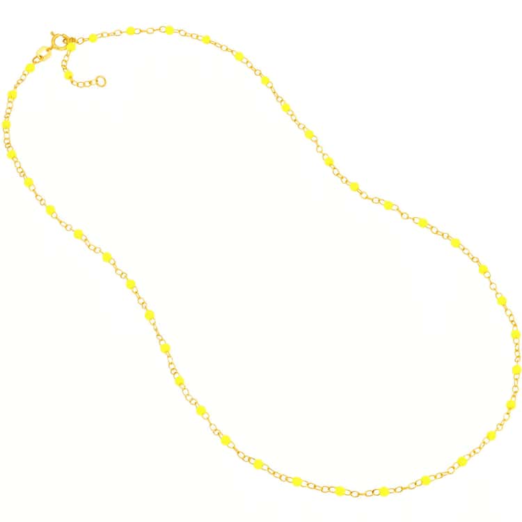 14kt Gold Yellow Enamel Bead Piatto Chain