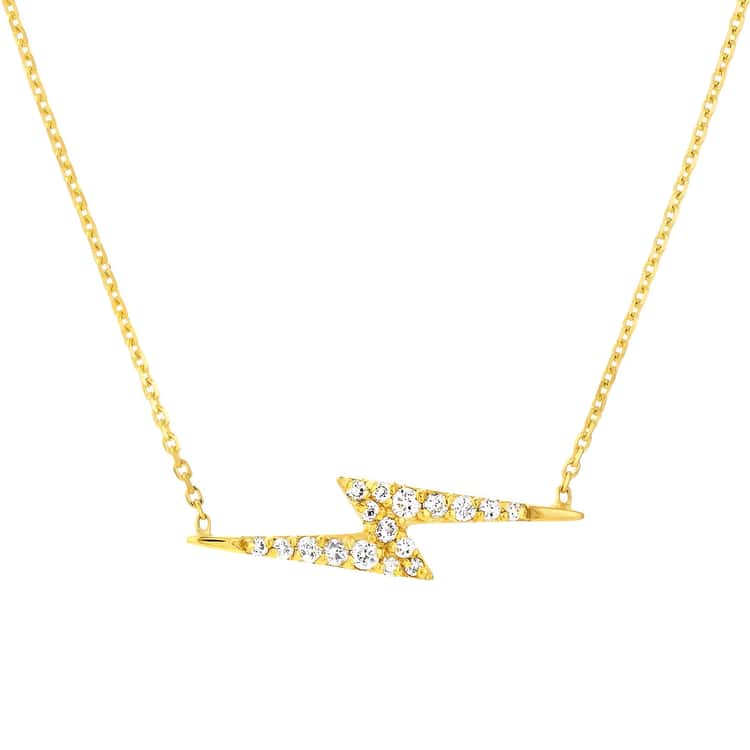 14kt Gold 0.14 CTW Diamond Thunderbolt Necklace