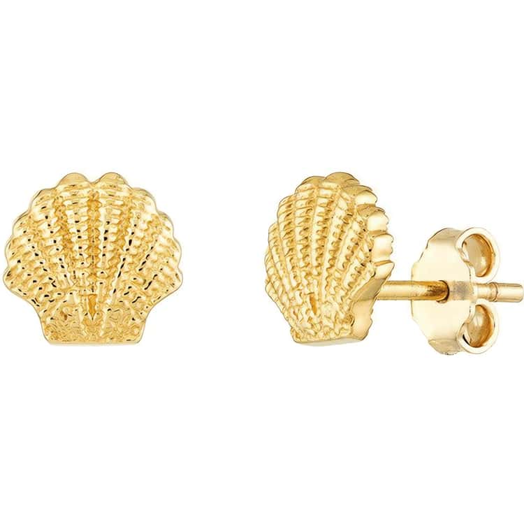 14kt Gold Mini Seashell Stud Earrings
