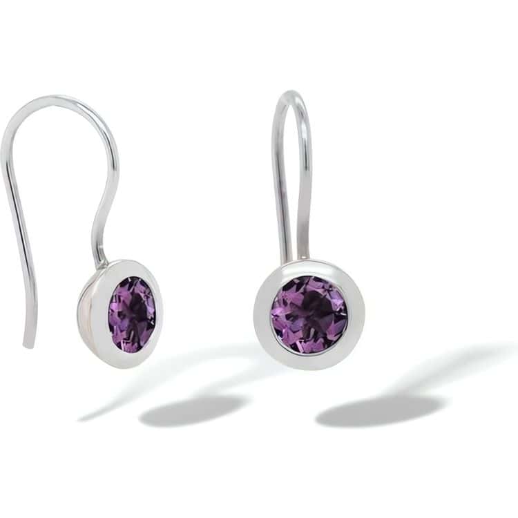 Sterling Silver 6mm Colorful Gemstone Drop Earrings