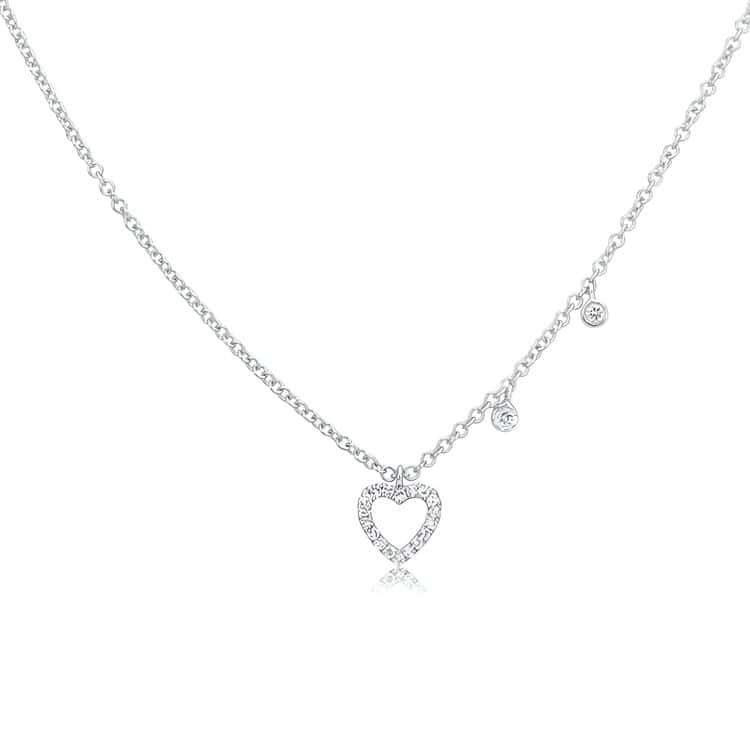 Meira T 14kt Gold 0.07 CTW Dainty White Gold Heart Necklace
