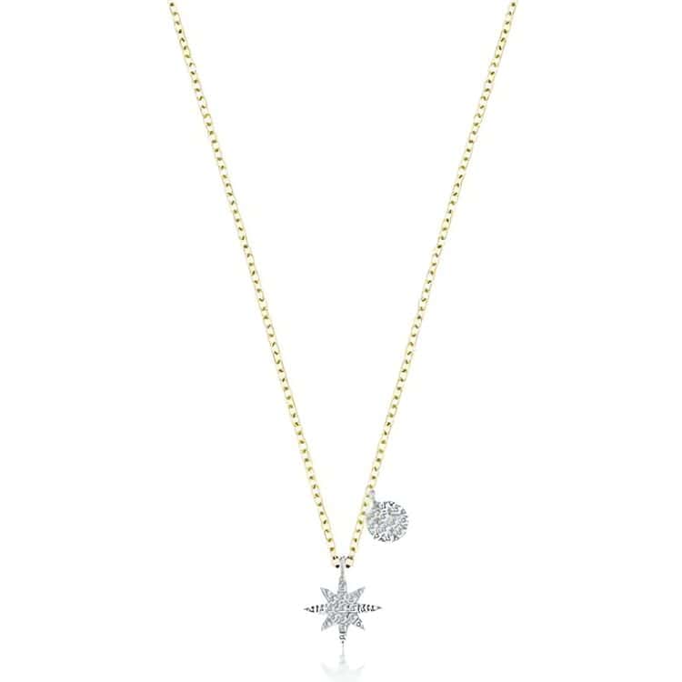 Meira T 14kt Gold 0.09 CTW Starburst Diamond Necklace