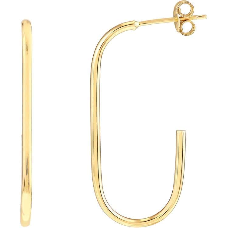 14kt Yellow Gold Open Paper Clip Hoop Earrings