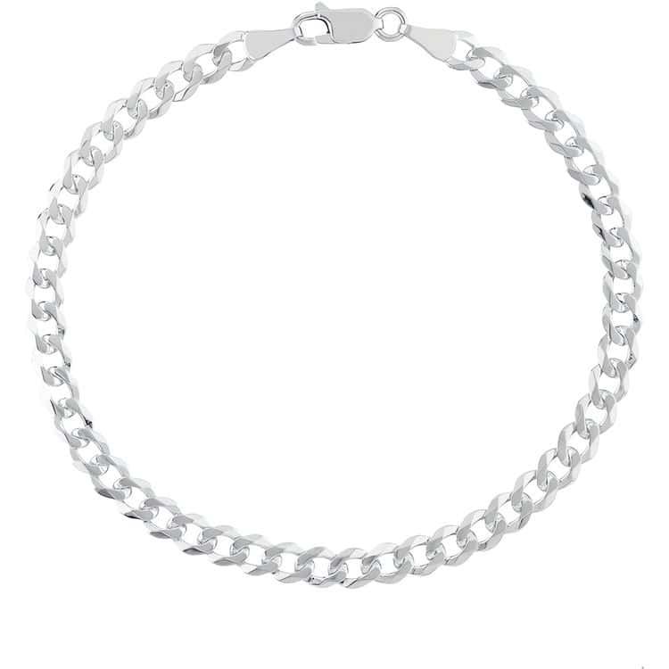Men's Sterling Silver 4.95mm Curb Chain Bracelet