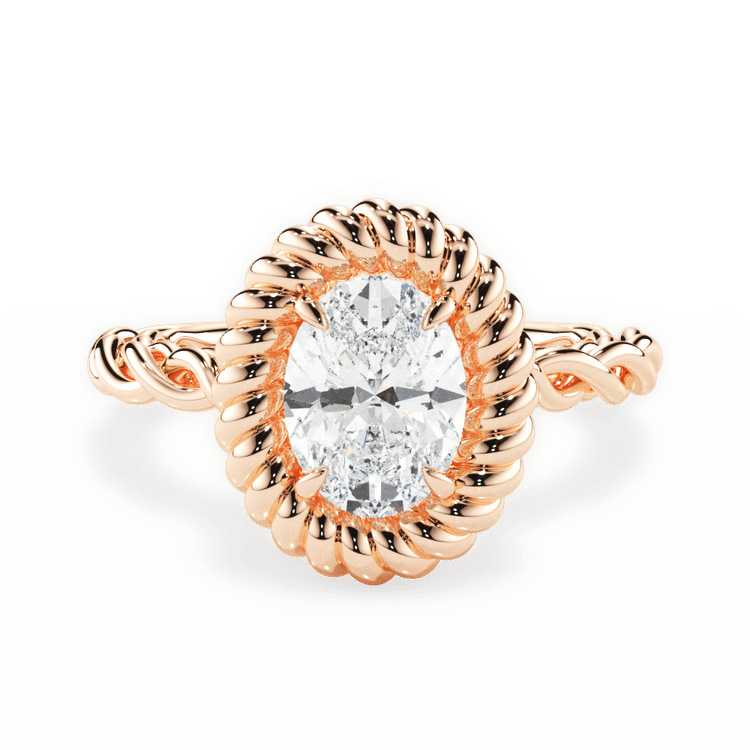 Twisted Metal Halo Engagement Ring / 0.49 Carat Oval Lab Diamond