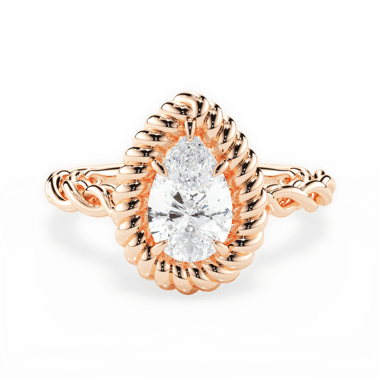 Twisted Metal Halo Engagement Ring / 1.01 Carat Pear Lab Diamond