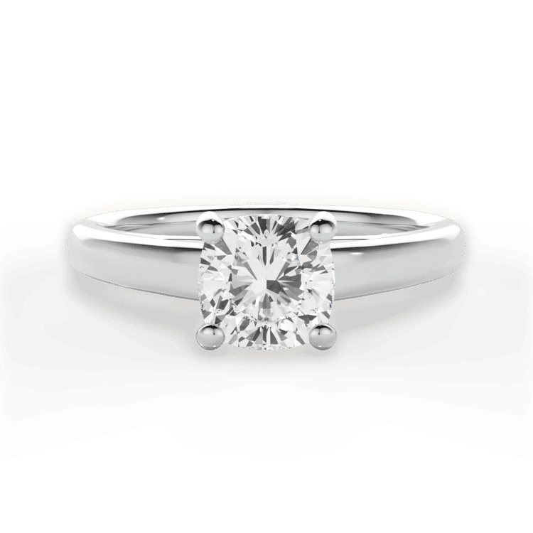Two-Tone Solitaire Diamond Cathedral Engagement Ring