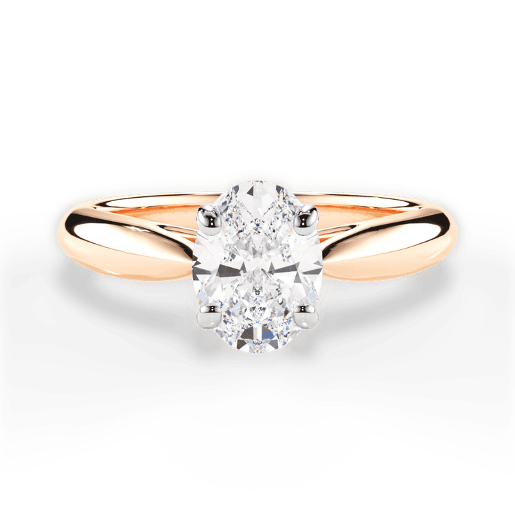 Two-Tone Tapered Cathedral Solitaire Engagement Ring / 0.31 Carat Oval Diamond