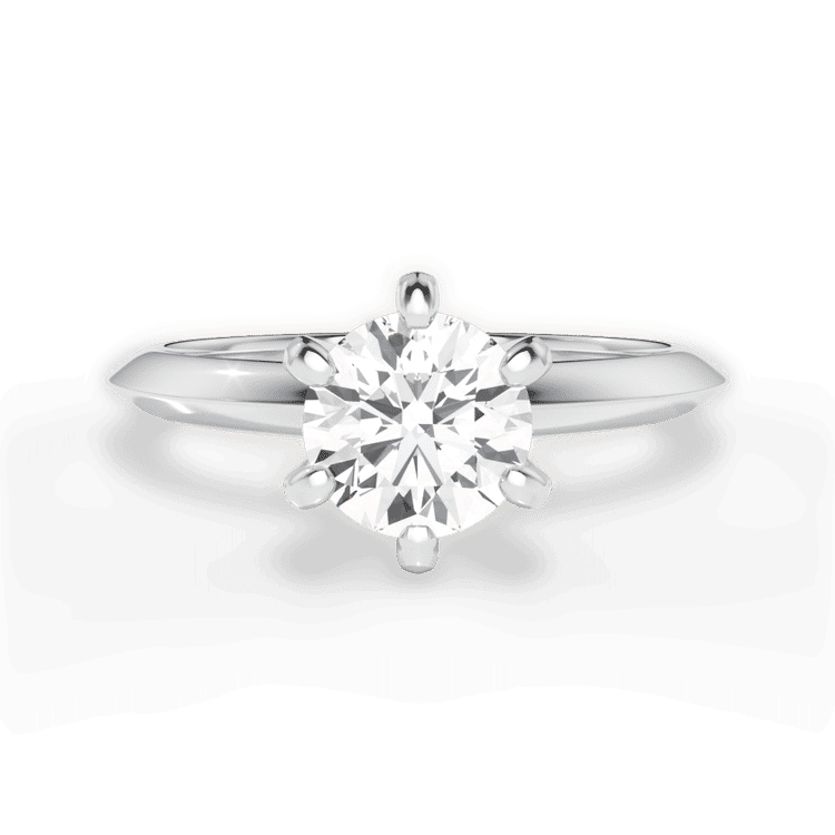 Petite Two-Tone 6-Prong Knife-Edge Solitaire Engagement Ring / 2.02 Carat Round Lab Diamond