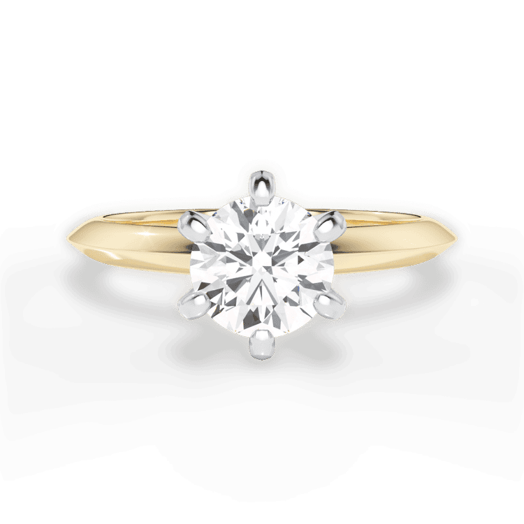 Petite Two-Tone 6-Prong Knife-Edge Solitaire Engagement Ring