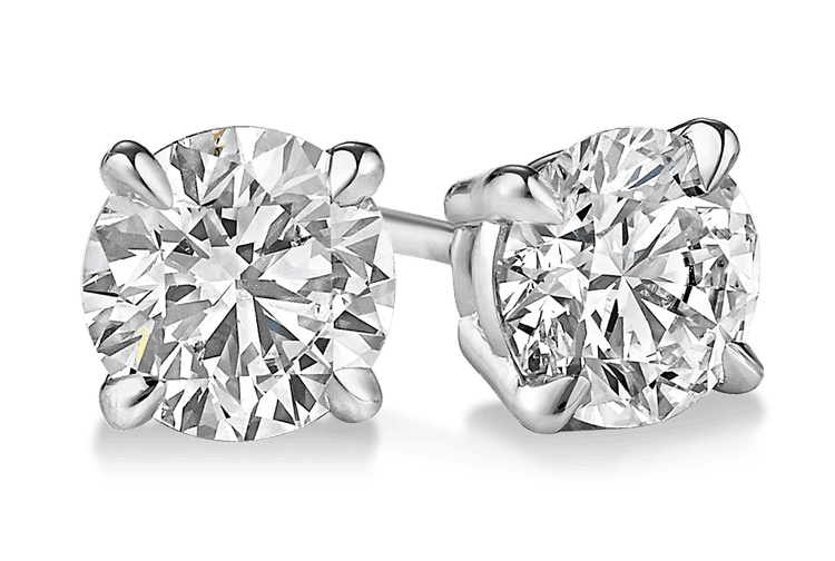 Round Cut Four-Prong Diamond Stud Earrings