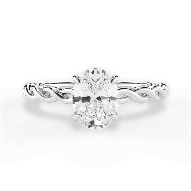 Solitaire Twist Engagement Ring / 0.18 Carat Oval Diamond