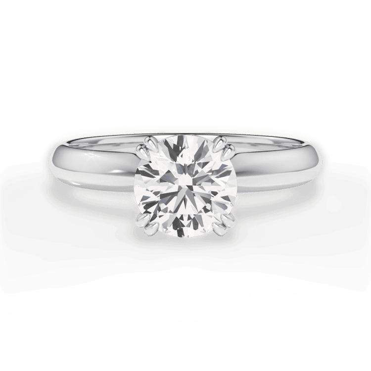 Two-Tone Solitaire Diamond Knife-edge Tulip Engagement Ring / 2.02 Carat Round Lab Diamond