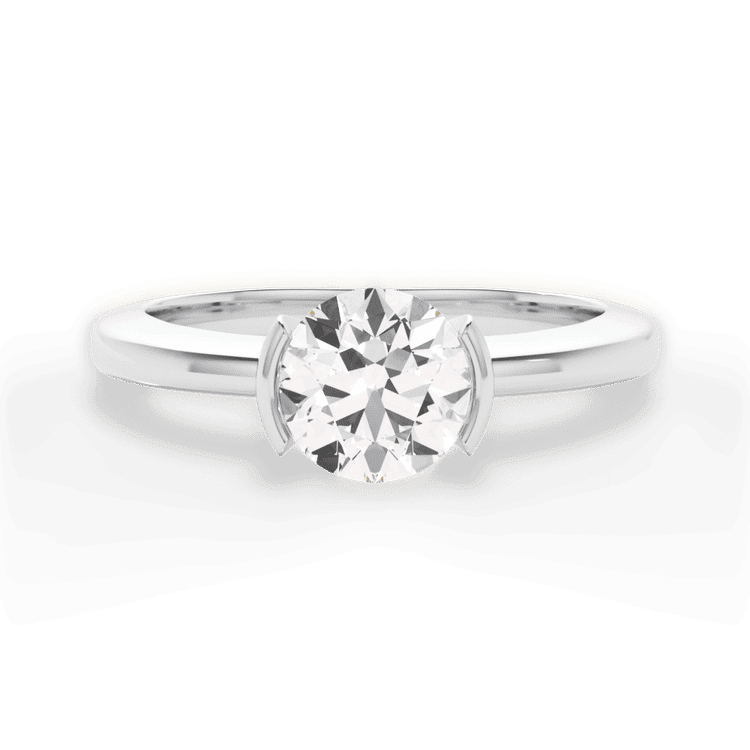 Solitaire Semi-bezel-set Diamond Engagement Ring