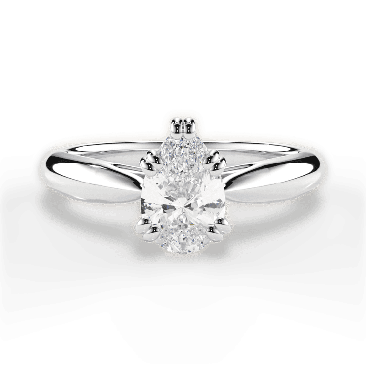 Two-Tone Solitaire Diamond Tulip Cathedral Engagement Ring / 1.60 Carat Pear Lab Diamond