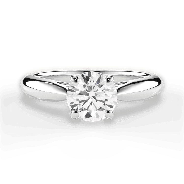 Two-Tone Tapered Cathedral Solitaire Engagement Ring / 2.02 Carat Round Lab Diamond