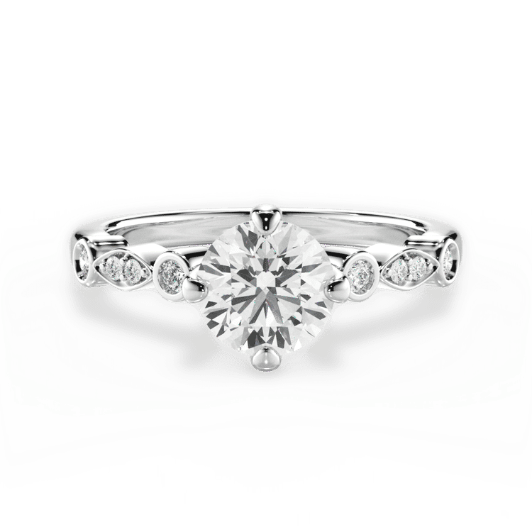 Kite-set Diamond Sidestone Engagement Ring