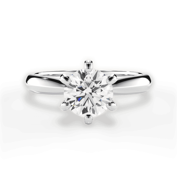 Two-Tone Solitaire Diamond Six-prong Knife-edge Engagement Ring / 2.02 Carat Round Lab Diamond