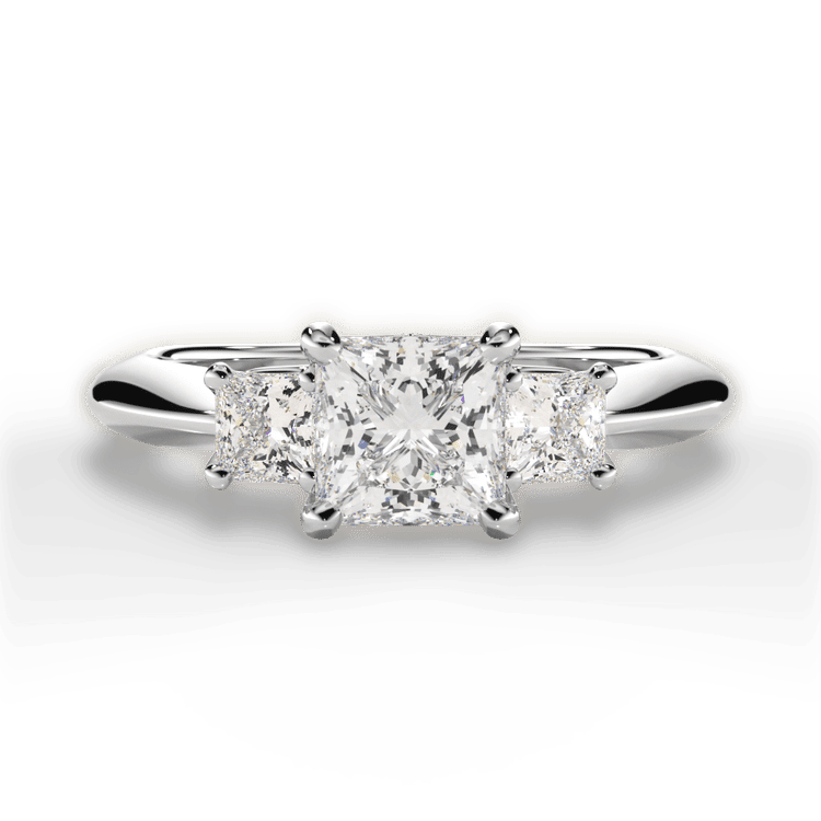 Three-stone Diamond Engagement Ring With Princess-cut Side-diamonds