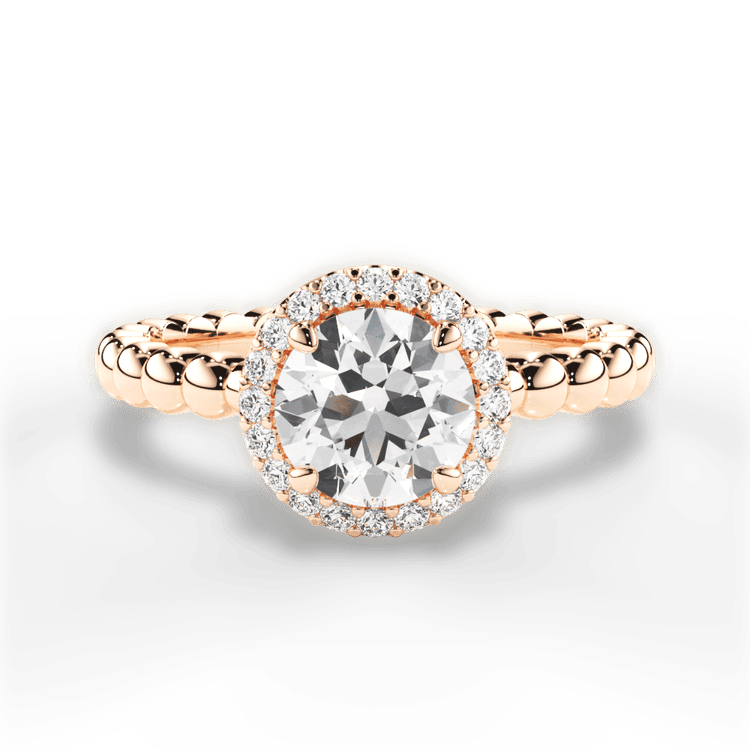 Beaded Diamond Halo Engagement Ring / 0.30 Carat Round Lab Diamond