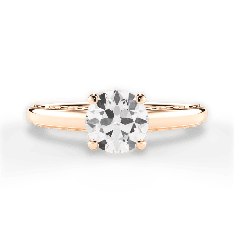 Engraved Solitaire Engagement Ring / 2.02 Carat Round Lab Diamond