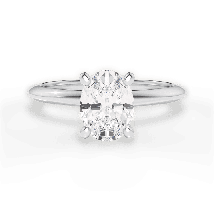 4-Prong Two-Tone Solitaire Knife-Edge Engagement Ring / 1.01 Carat Oval Lab Diamond