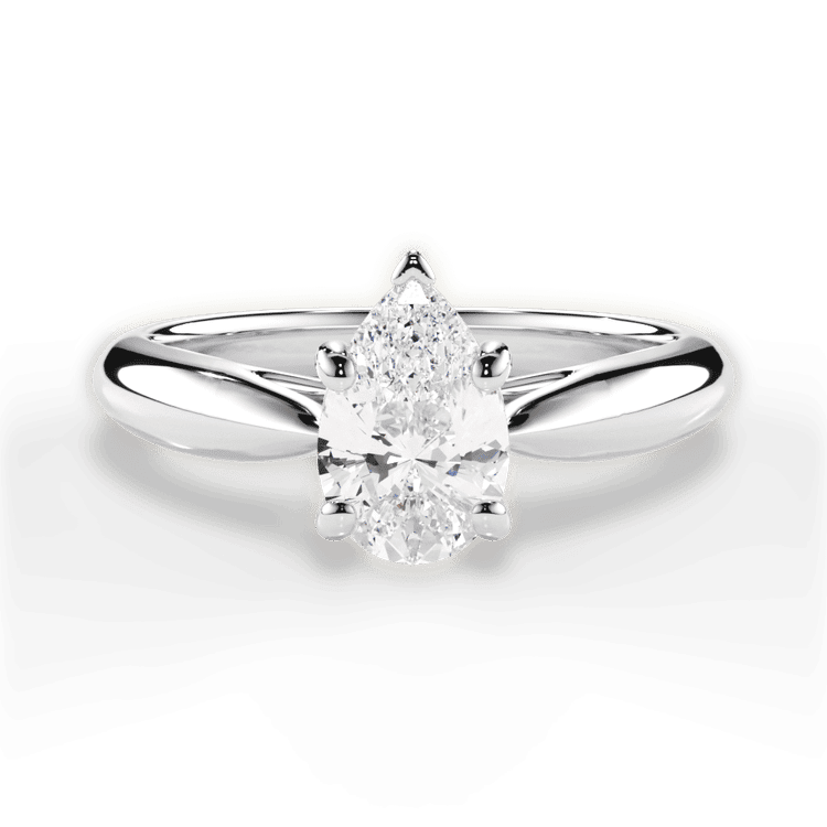 Two-Tone Tapered Cathedral Solitaire Engagement Ring / 1.60 Carat Pear Lab Diamond