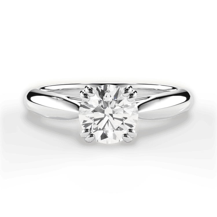 Two-Tone Solitaire Diamond Tulip Cathedral Engagement Ring / 2.02 Carat Round Lab Diamond