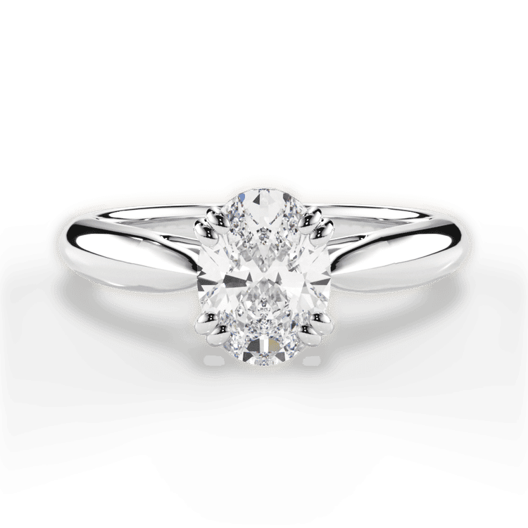 Two-Tone Solitaire Diamond Tulip Cathedral Engagement Ring / 1.74 Carat Oval Lab Diamond