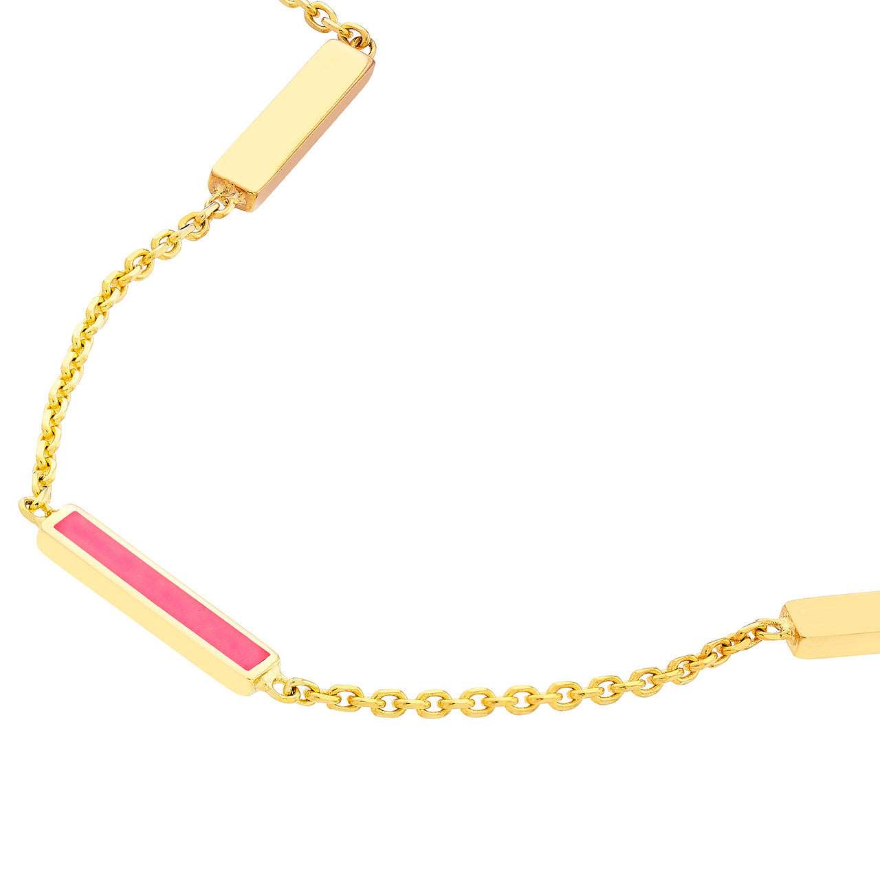 14kt Gold Neon Pink Enamel Alternating Bar Necklace