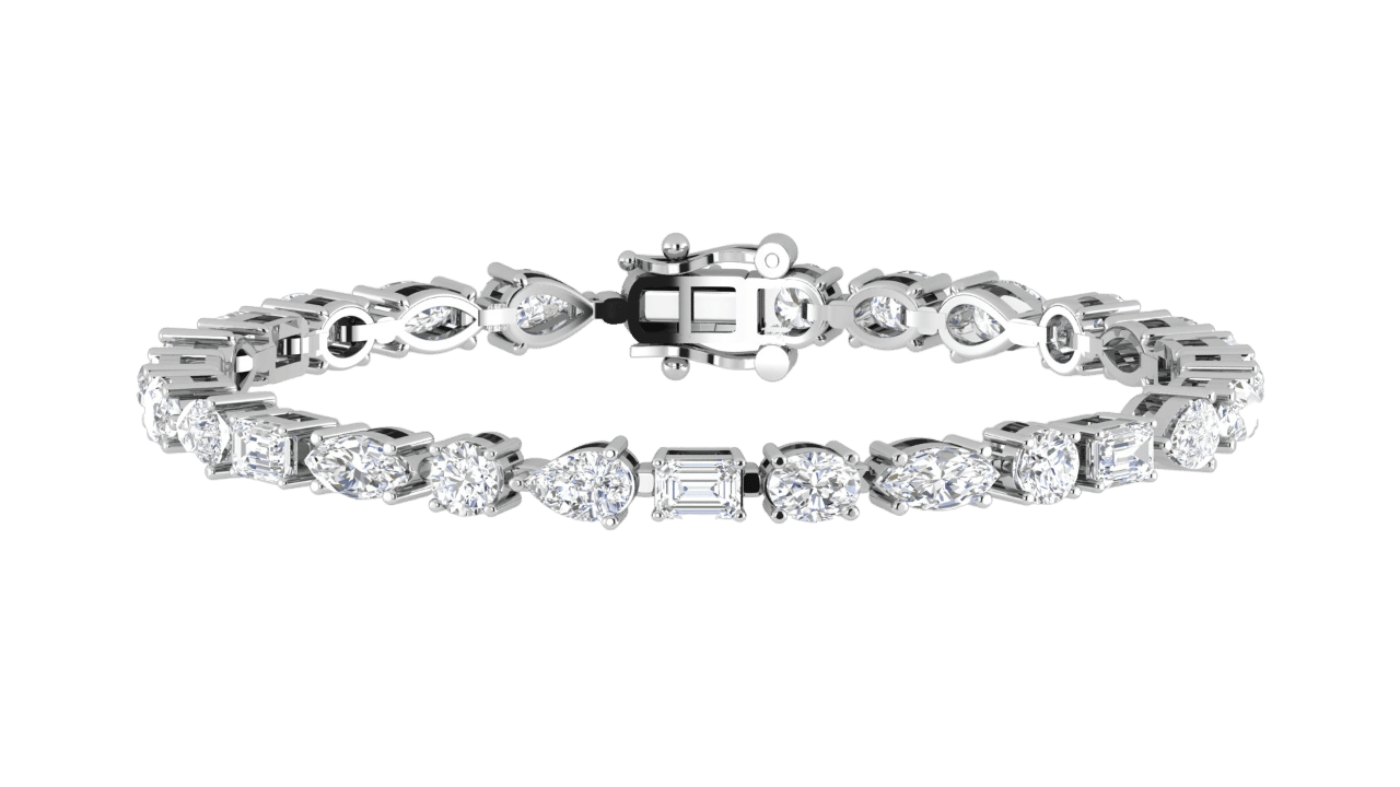 Multi Shape Prong-Set Lab Diamond Tennis Bracelet