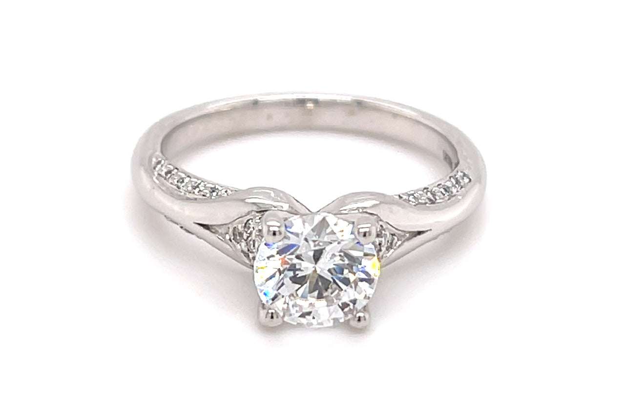 Micropavé Diamond Petal Engagement Ring