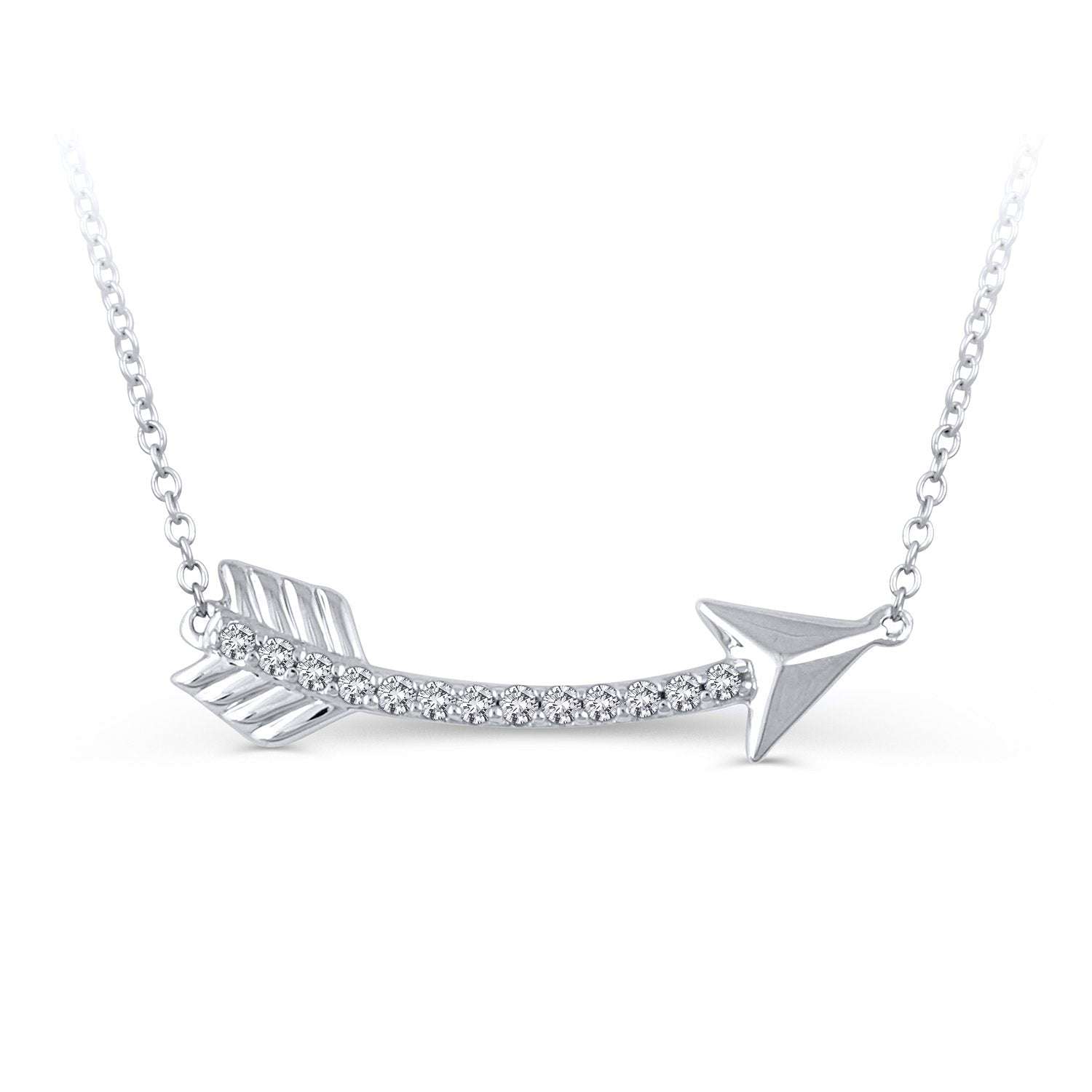 Sterling Silver 0.10 CTW Diamond Arrow Necklace