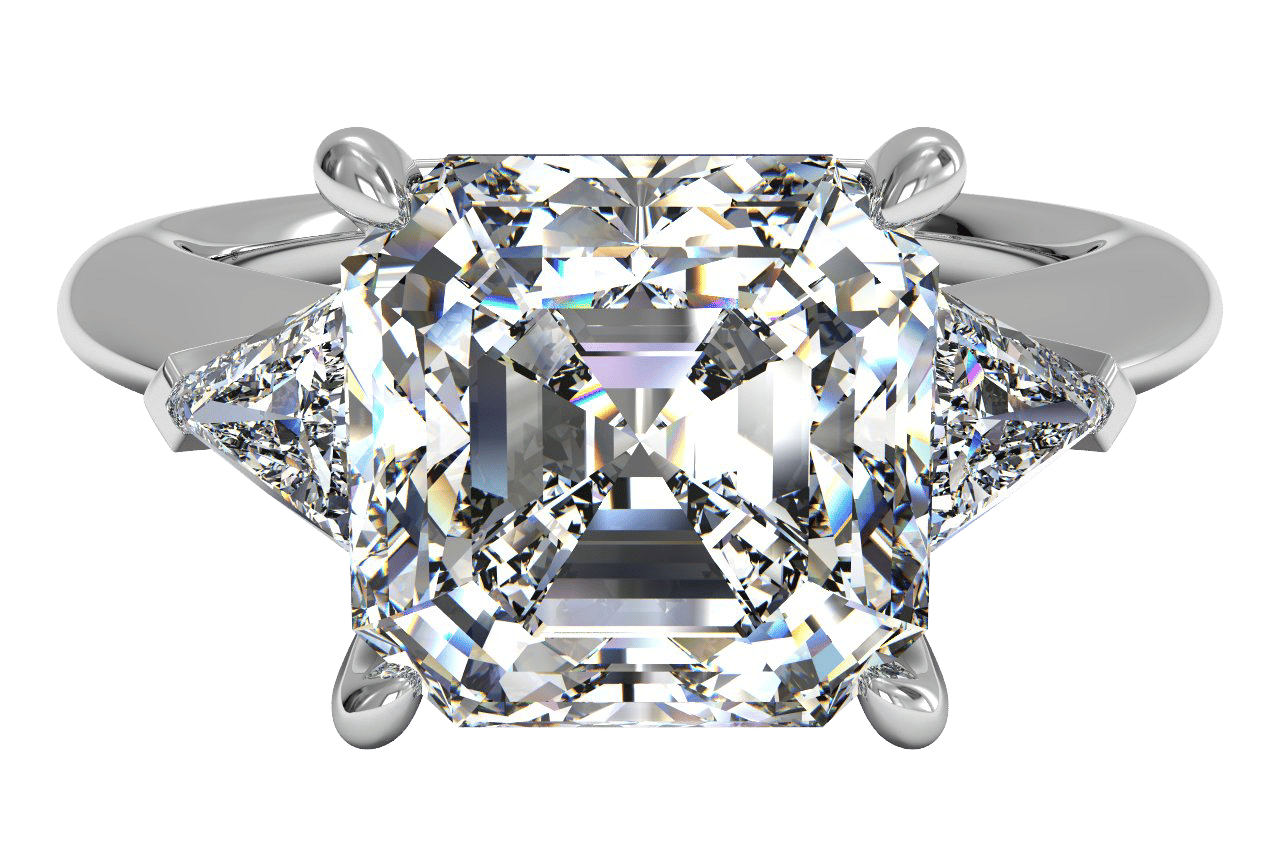 Three-stone Diamond Engagement Ring With Trillion Side-diamonds