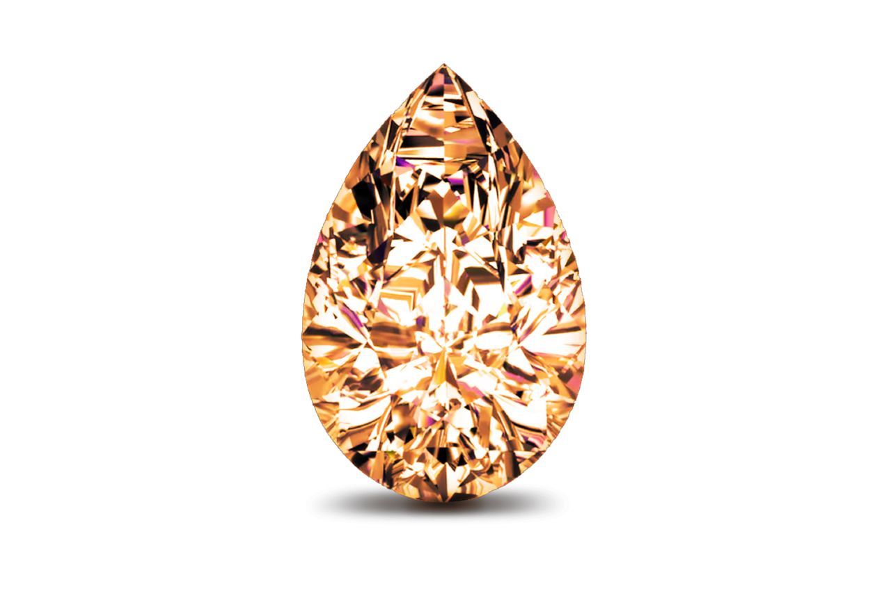 0.28 Carat Good Cut Pear Orange Natural Diamond - FPO Color, SI1 Clarity - GIA Certified