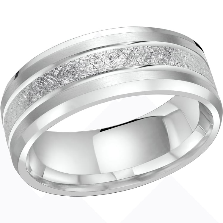 Men's Double Inlay Scratch-finish Wedding Ring