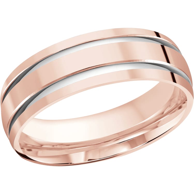 Men's 7mm Two-tone Double Inlay High Polish Wedding Ring
