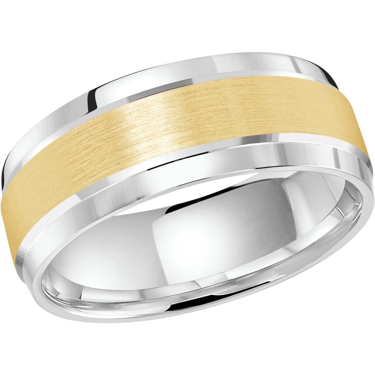 Men's 8mm Two-tone Brushed-center Polished-edge Wedding Ring