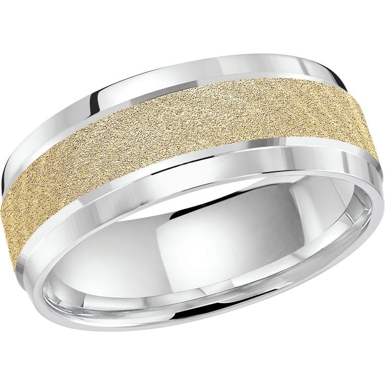 Men's 8mm Two-tone Sandblast-center Polished-edge Wedding Ring