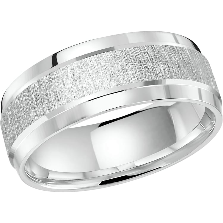 Men's 8mm Sandpaper-center Polished-edge Wedding Ring