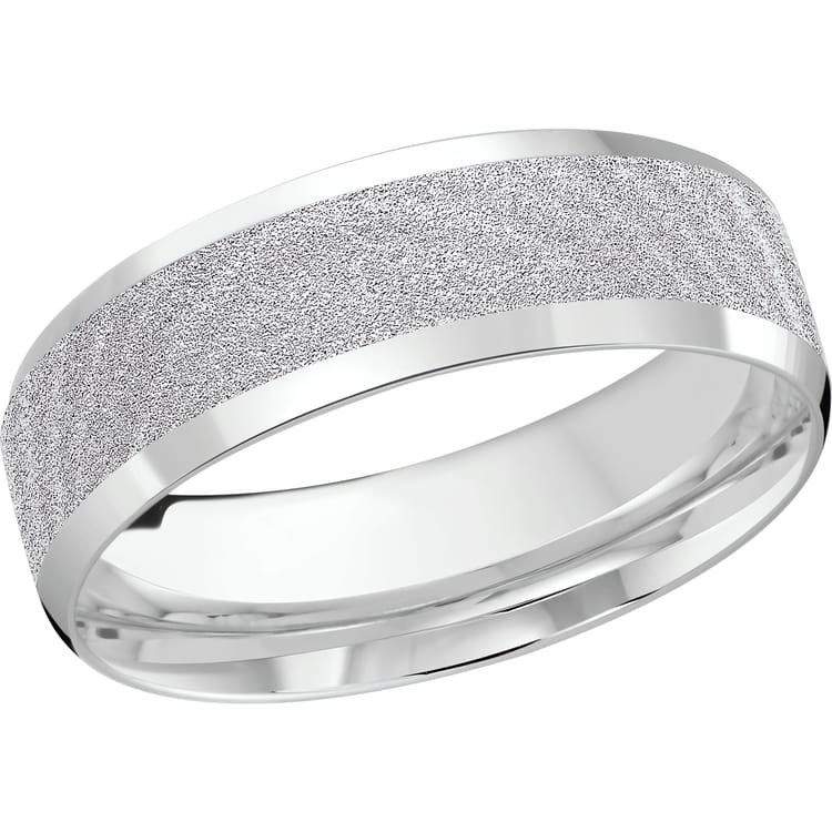 Men's Sandblast-finish Beveled Edge Wedding Ring