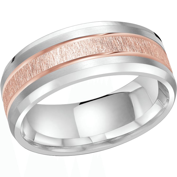 Men's Two-tone Double Inlay Sandpaper-finish Wedding Ring