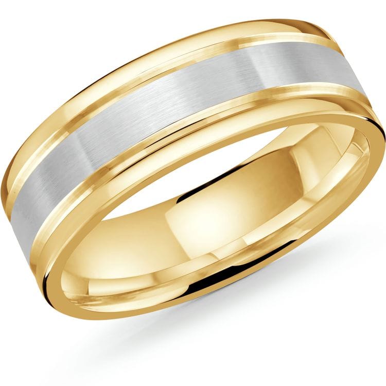 Men's 7mm Two-tone Brushed And Beveled Wedding Ring