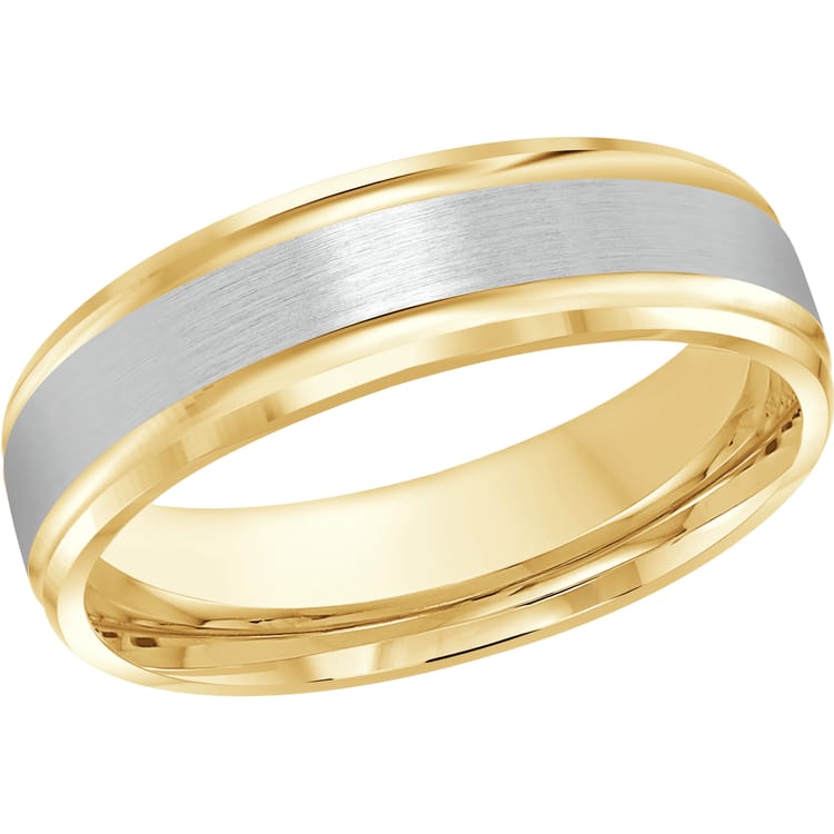 Men's 6mm Two-tone Satin-finish Beveled Edge Wedding Ring