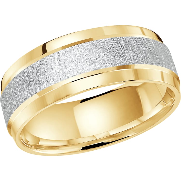 Men's 8mm Two-tone Sandpaper-center Polished-edge Wedding Ring
