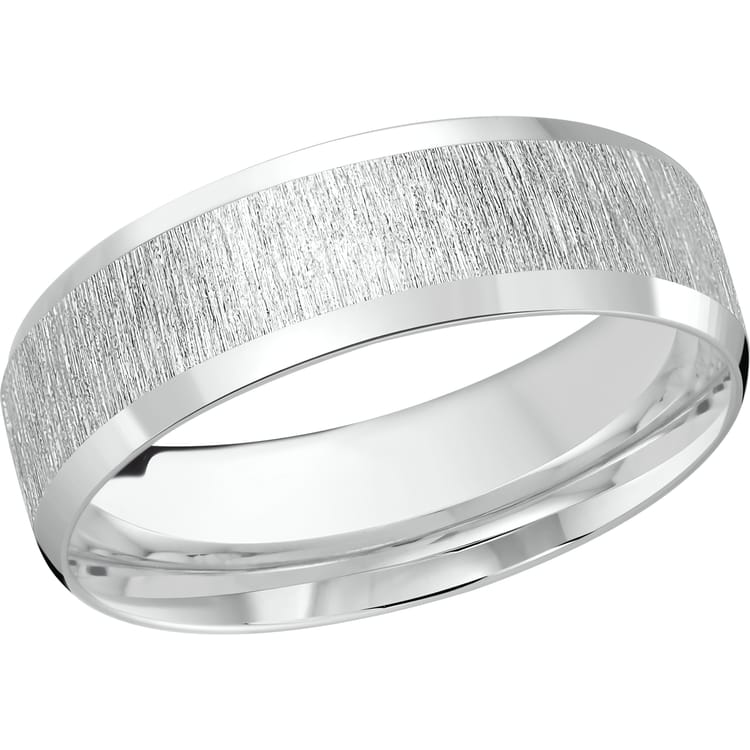 Men's 7mm Brushed-finish Beveled Edge Wedding Ring