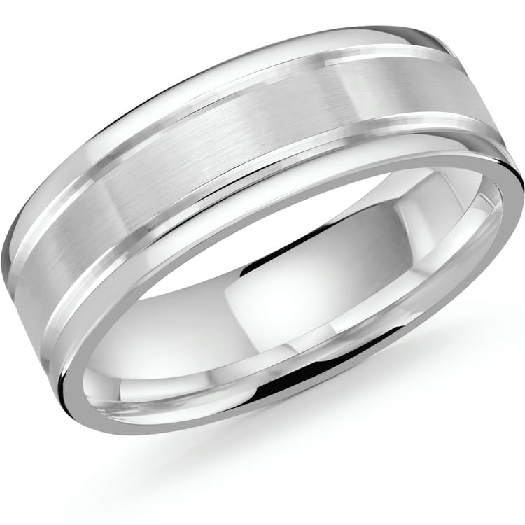 Men's 7mm Brushed And Beveled Wedding Ring