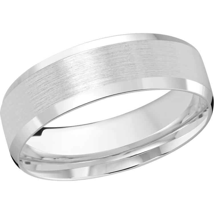 Men's 7mm Satin-Finish Beveled Edge Wedding Ring