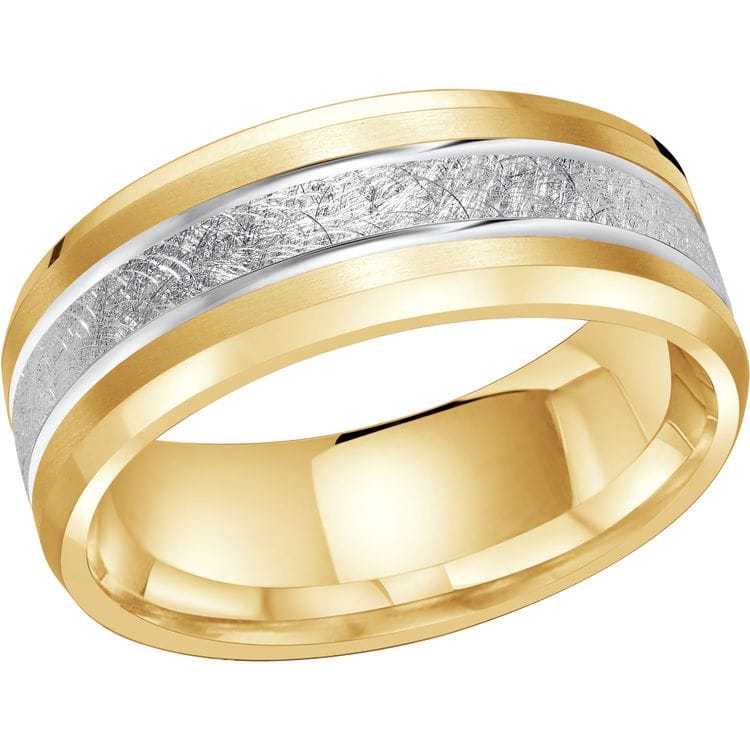 Men's 8mm Two-Tone Double Inlay Scratch-Finish Wedding Ring